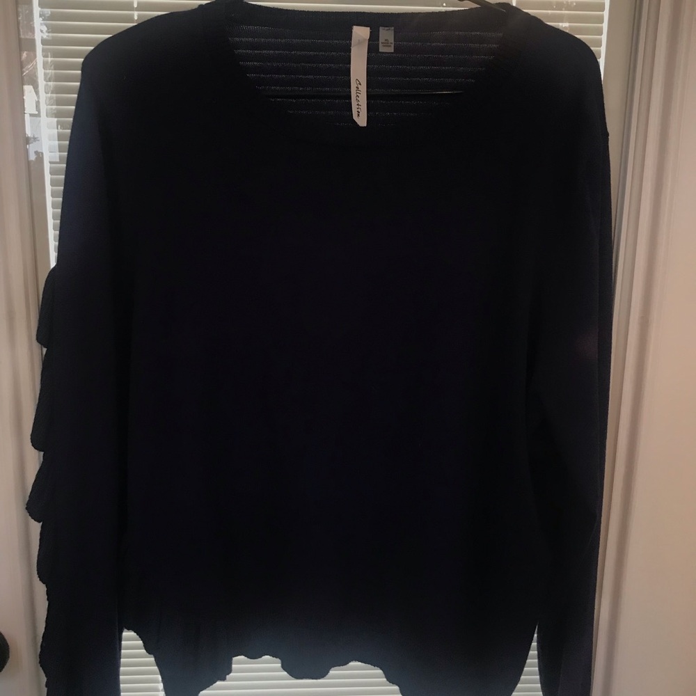 Elegant Blue Ruffled Sweater - Picture 2 of 8